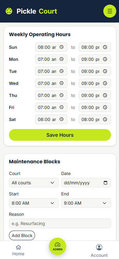 Admin Availability